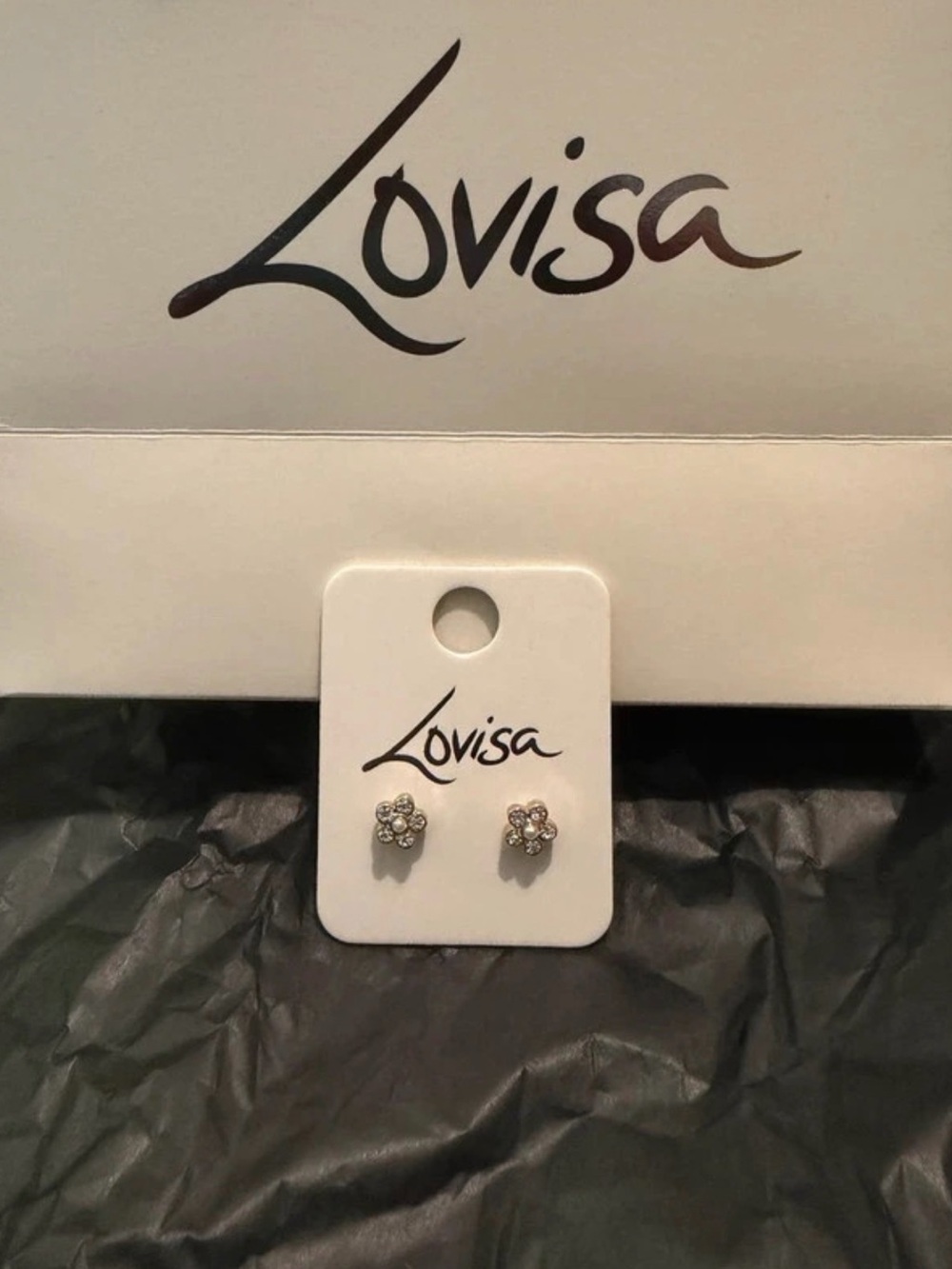 Clear Crystal Small Flower Earrings in Silver
